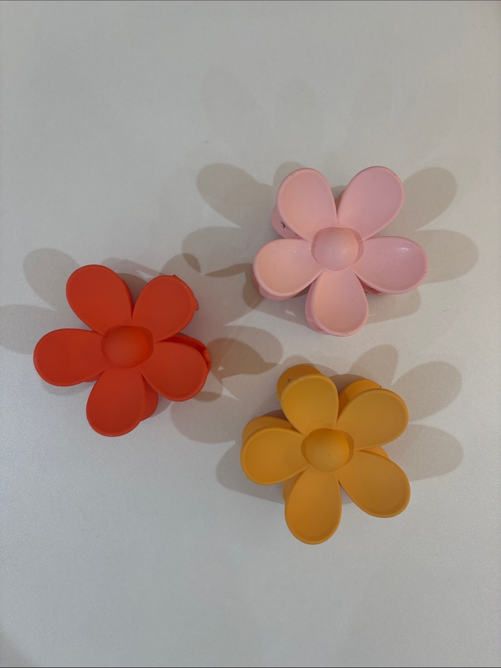 Kids Flower Hair Clips - Pink, Orange, Yellow